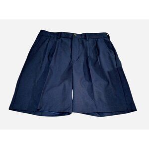 Izod Golf Bermuda Shorts Mens Size 36 Waist Navy Blue Pleated Front